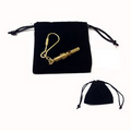 Mini Whistle Keychain w/ Velveteen Pouch